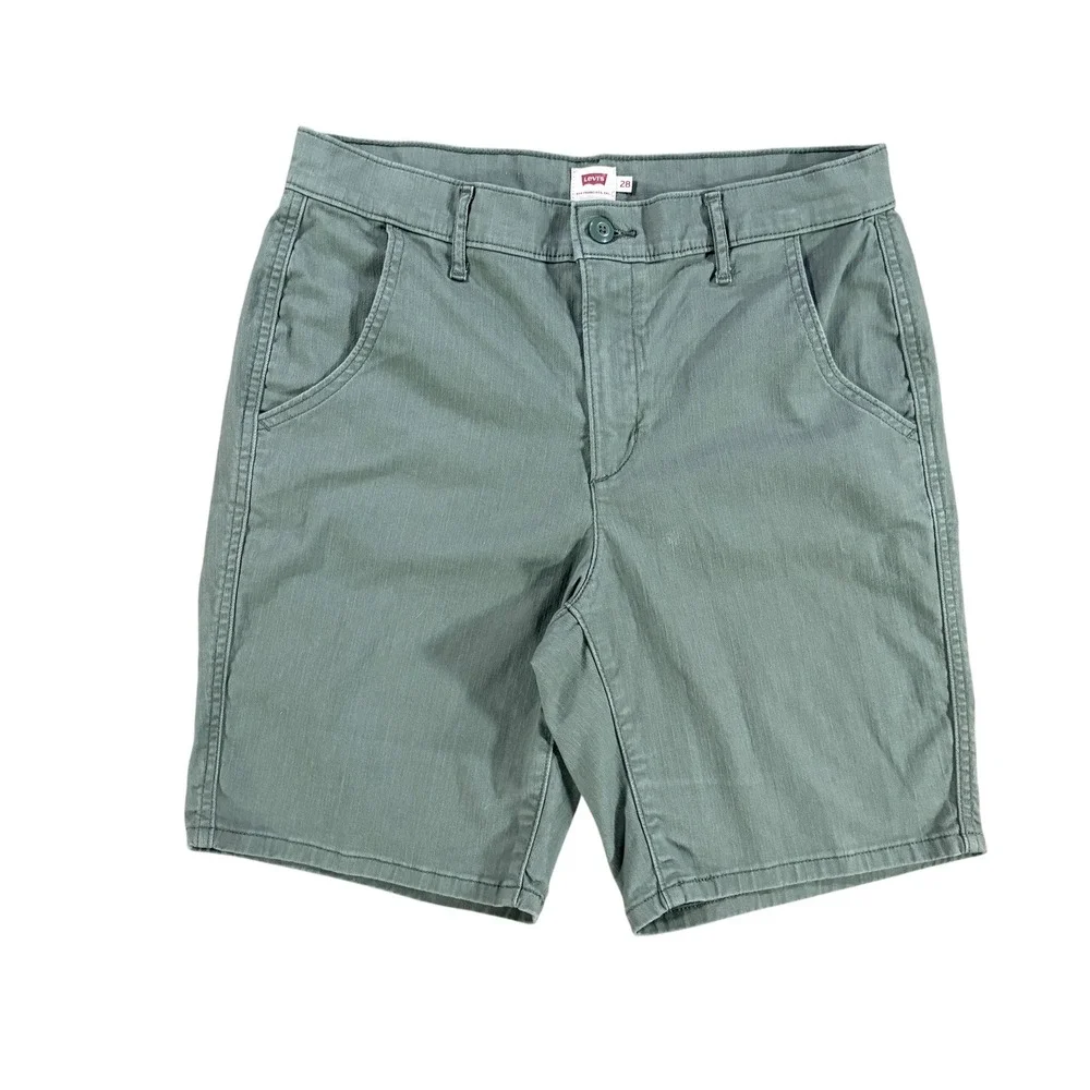 Levis Womens Chino Shorts Sage Green Twill Mid Length Size 28 Water Less